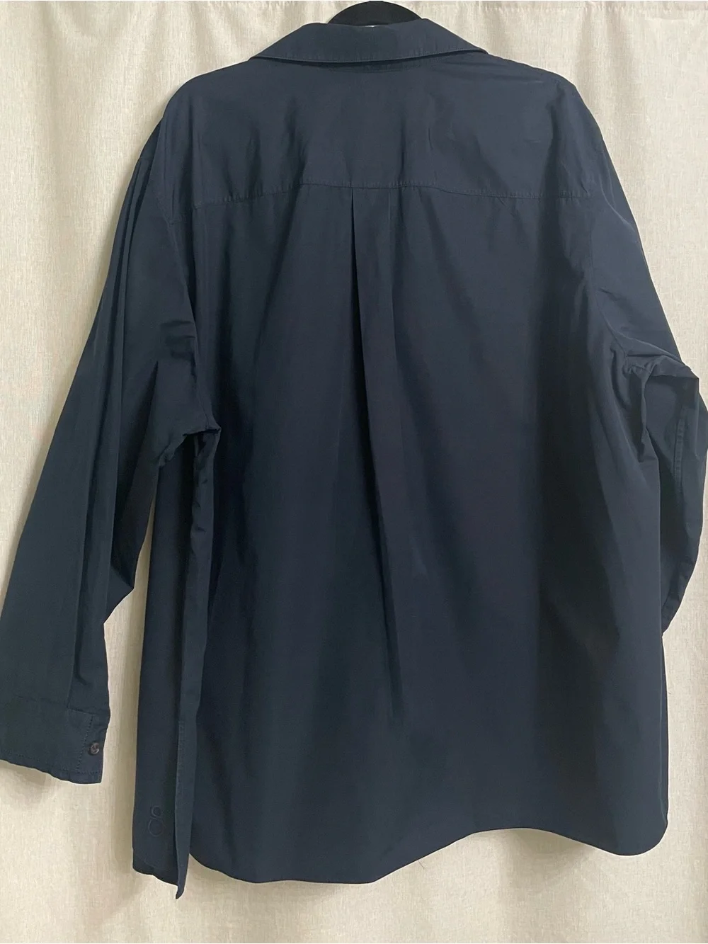Lafayette 148 New York Navy Cotton Button Front Shirt 3X Oversized - Picture 2 of 7